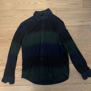 Express Navy and Forest Checkered Shirt